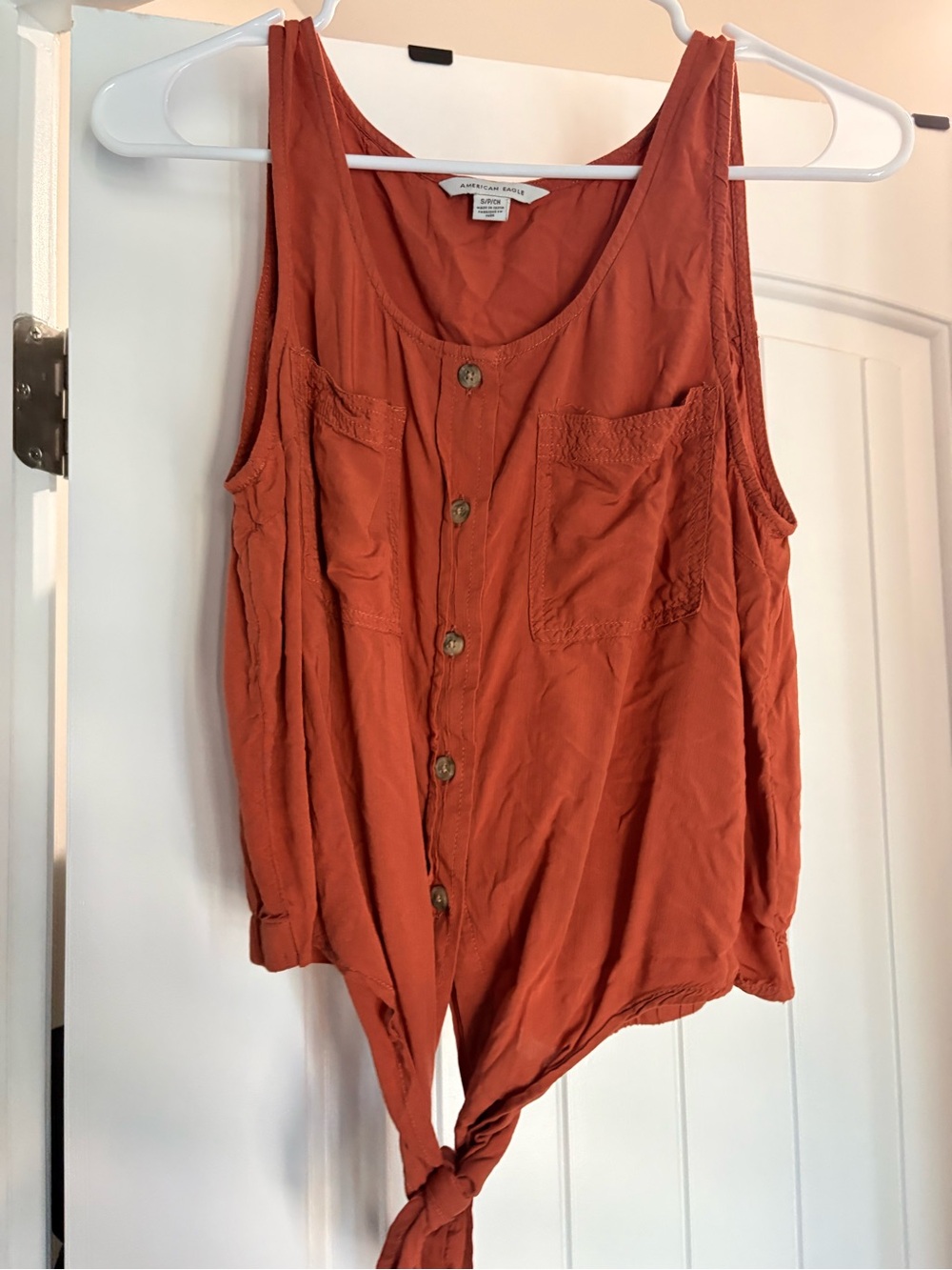Rust colored tie tank top